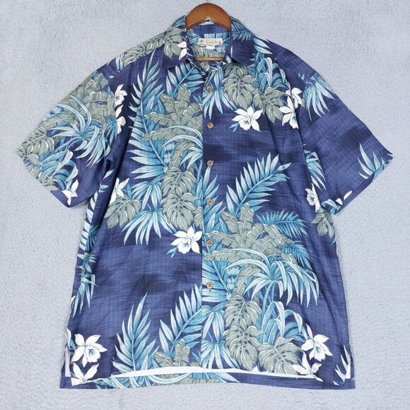 Kahala Other - Kahala Hawaiian Shirt Men Large Blue Tropical Silk Island Short Sleeve Button-Up